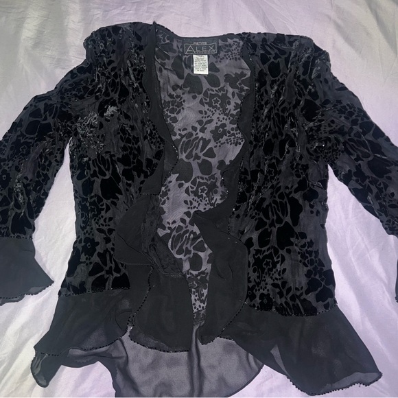 Vintage Velvet Black Floral Cardigan - Picture 3 of 9